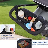 Sac de rangement universel pour poussette, porte-gobelet isotherme, poches zippées, rangement pour téléphone, sangles réglables, résistant à l'eau