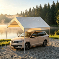 Abri de garage portable toutes saisons 3,6 x 3 m, structure à 4 poteaux extra robuste, avec murs et portes amovibles