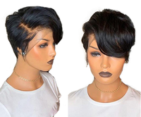 LLBeauty Hair Vente flash Perruque courte en cheveux humains brésiliens Remy 13x4 entièrement faite à la main, coupe pixie, perruque à dentelle frontale, fournisseur de premier plan