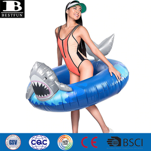 Flotteur de <span class=keywords><strong>piscine</strong></span> <span class=keywords><strong>gonflable</strong></span> en vinyle robuste en forme de <span class=keywords><strong>requin</strong></span>, anneau de natation rond durable en forme d'animal, tube aquatique pour adultes, fête d'été - Product Image 4