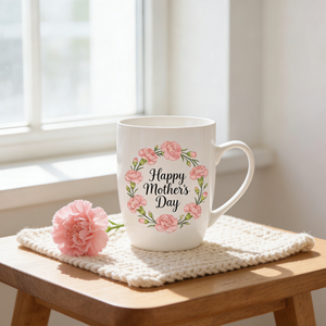 Taza de <span class=keywords><strong>Café</strong></span> Floral de Cerámica de 11 oz, Taza de Té con Diseño de Corona de Flores Rosadas, Regalo Encantador para el Día de la Madre y Cumpleaños - Product Image 6