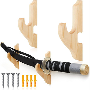 Soporte de pared desmontable de madera de bambú para espadas, ajustable, sin perforaciones, con acabado pulido, para espadas samurái y flautas. - Product Image 5