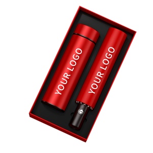 Premium Modern Corporate Gift Set Custom Logo Luxury Flask <b>Windproof</b> Fully-Automatic <b>Umbrella</b> Straight for Business Promotion - Product Image 1