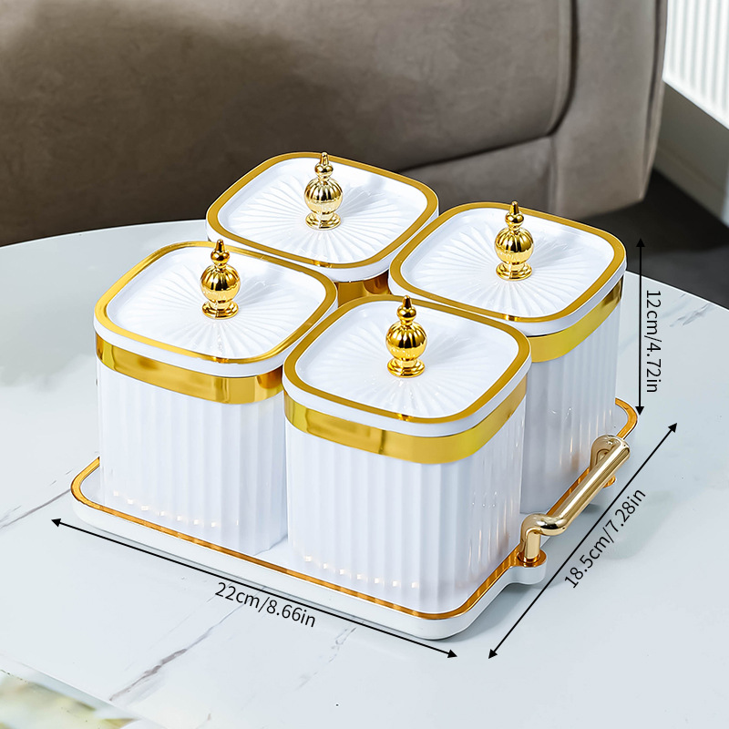 Porcelaine tour blanche perle carré coin pot 4 grille plateau 1 set