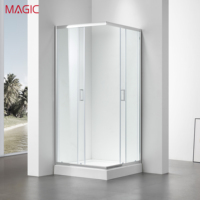 Salle de bain minimaliste au design européen avec porte coulissante en aluminium, séparation sec/humide, cloison en verre enduit, garantie 3 ans