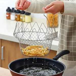 Zenidoo Multifunction Eco-Friendly Stainless Steel Colanders <b>Strainers</b> Vegetable Fruit French Fries Filter Basket Household Oil - Product Image 2
