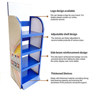 Présentoir à huile moteur métallique durable à 4 niveaux, revêtement poudré bleu, pour station-service et magasin automobile - Product Image 2