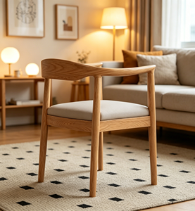 Modern Wooden <b>Armchair</b> With White Cushion Scandinavian Style Living Room Chair For Bedroom Home Furniture - Product Image 5