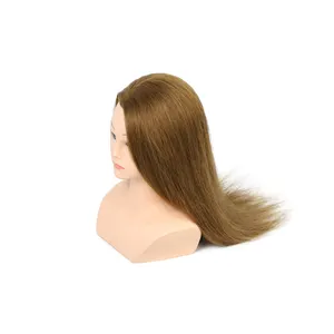 Can be perm dye curl practising female stand type human hair mannequin training head with shoulder