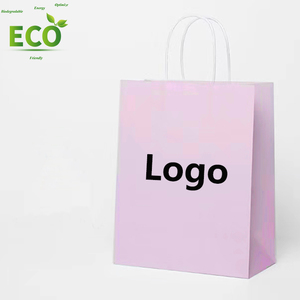 Tùy Chỉnh In Ấn Phân Hủy Sinh Học Nhà Hàng Cá Nhân Món Quà Xoắn Xử Lý Vận Chuyển Túi Màu Nâu Và Trắng Kraft Túi Giấy - Product Image 3