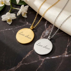 Collier rond en acier inoxydable gravé personnalisé, <span class=keywords><strong>nom</strong></span>, initiales ou date, étanche, hypoallergénique, cadeau tendance - Product Image 4