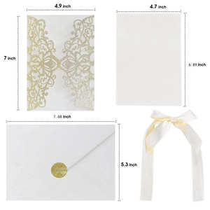 Invitations <strong>Card</strong> and Envelopes Gold Paper Laser Hollow Blank <strong>Greeting</strong> Wedding <strong>Card</strong> - Product Image 5