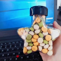 Bouteille en plastique en forme d'étoile de 9oz pour boissons Pot de jus de fruits transparent en PET Bouteille jetable pour boisson, thé et lait