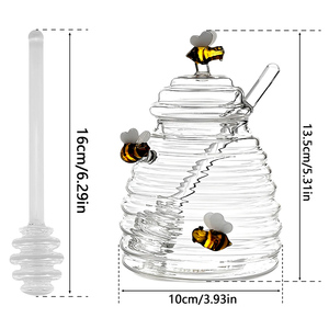 Fête de luxe faveurs de mariage sucre confiture miel mini forme de nid d'abeille mignon pot de bouteille en verre avec louche et décoration d'abeille - Product Image 2