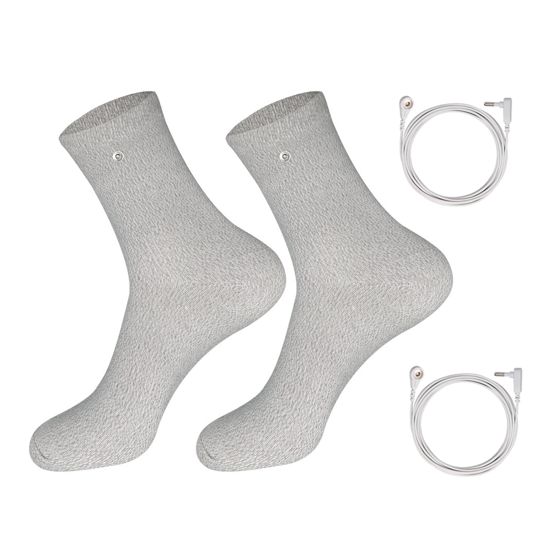 Chaussette gris clair + Cordon de mise à la terre blanc *2