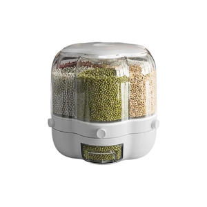 6.5kg Household Dry Grain Rice Storage <b>Container</b> Clear Damp-Proof <b>Plastic</b> 6 Grids Rotatable Kitchen Food Dispenser for Rice - Product Image 1