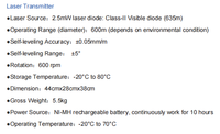 Émetteur laser SunNav pour système de nivellement automatique des terrains, 2,5 mW, diode visible de classe II, 635 m, 600 m de diamètre