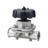 Vanne à diaphragme manuelle de type U, 3 voies, sanitaire, en acier inoxydable 316L, DN8-DN65