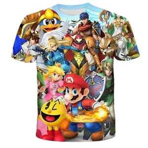 Benutzer definierte gebleichte Sublimation Super Mario Anime Shirts 100% Polyester Shirts Mario T-Shirts