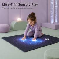 Tapis en fibre optique à ciel étoilé rechargeable avec capteur de mouvement, diamètre 95 cm, activé par le toucher, tapis sensoriel LED à fibres optiques, tapis étoilé
