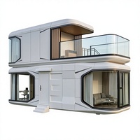 Maison capsule à deux étages écologique et durable, maison modulaire de luxe moderne, duplex compact avec terrasse pour chambre à coucher, utilisation mobile