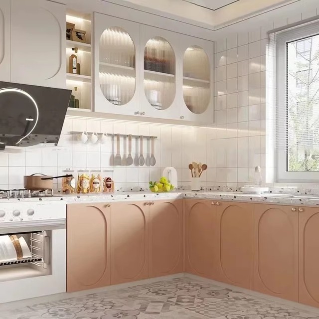 Modern Solid Wood Modular Kitchen Cabinets Eco-Friendly Large Capacity Storage Open-Plan Custom Kitchen Units Modern Set