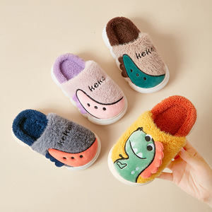 Zapatillas bonitas de dinosaurio para niños con tacón grueso cálido interior Bebé algodón zapatillas de invierno para niñas - Product Image 2