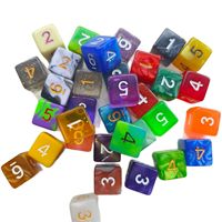 Dés à jouer de jeu de société en acrylique transparent multicolore gravé, écologique, 16 mm, 7 pièces/sac, coins carrés, Dungeons & Dragons D6