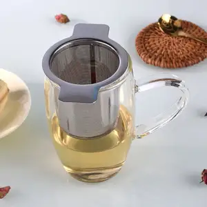 Paslanmaz çelik çay demlik örgü sepet kapaklı çift kulak çay süzgeci kahve süzgeç