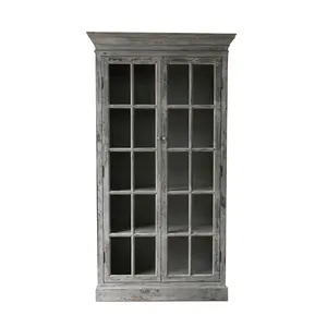 Riproduzione antica vetrina shabby chic dipinta rustica armadio Vintage europeo vetrina in stile francese