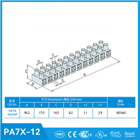 Bloc de bornes électriques à vis PA7 mâle/femelle, 12 voies, contacts en cuivre isolés en nylon, 17,5A max, 450V, 22-12AWG