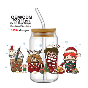 Logotipo personalizado de Anime UV Color Print 16oz 20oz 24oz 40oz Navidad Uv DTF Cold Cup Wrap Transfer Uvdtf Wrap Crystal Sticker - Product Image 1
