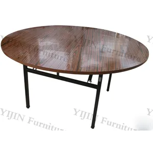 Hotel Wood Table 72 Inch Round Wood Folding Banquet Dining Table For Hotel Event