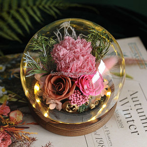 ดอกกุหลาบคริสตัลอมตะในโดมแก้วพร้อมไฟ LED ดอกไม้ประดิษฐ์สำหรับวันแม่ - Product Image 3