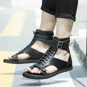 <span class=keywords><strong>Sandalias</strong></span> de gladiador para hombre, <span class=keywords><strong>sandalias</strong></span> <span class=keywords><strong>romanas</strong></span> de cuero con corona alta, zapatos de punta con Clip - Product Image 3