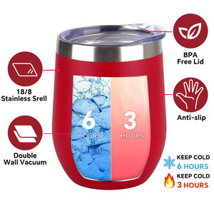 Gobelet à vin en acier inoxydable à double paroi isolé sous vide avec logo personnalisé, paillettes d'œufs, 12 oz, poignée, couvercle, sans BPA, qualité alimentaire - Product Image 4