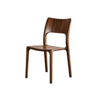 Chaise de salle à manger moderne en bois massif, finition noyer, dossier incurvé découpé, sans accoudoirs, tabouret d'appoint pour cuisine, bureau, café, restaurant