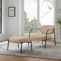 Chaise à bras en laine de chameau moderne, chaise d'accent fantaisie, chaise de loisirs blanche pour salon