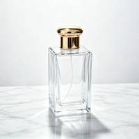 Flacon pulvérisateur de parfum en verre transparent carré de 100 ml, rechargeable, à fond épais, atomiseur de parfum, vente en gros