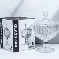 Pot à bonbons en verre, bol en verre gaufré avec couvercle, bol de luxe pour desserts et glaces, boîte colorée pour la maison et les mariages, pot de rangement en verre