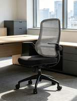 Chaise de bureau ergonomique pivotante moderne avec dossier en maille respirante en PU, hauteur réglable, soutien lombaire, confortable pour le travail à domicile