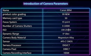 กล้อง <span class=keywords><strong>Canon</strong></span> 800D มือสองของแท้, กล้อง DSLR ความละเอียด 24.2MP หน้าจอสัมผัส+Wi-Fi, กล้องดิจิตอล ถ่ายวิดีโอ 1080p เหมาะสำหรับการวีล็อกกิ้งและการเดินทาง - Product Image 6