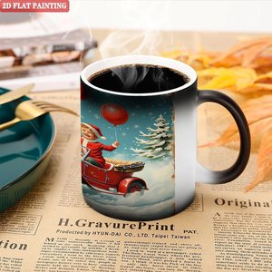 Classic Black Frosted Ceramic <b>Mug</b> 11oz <b>Heat</b> Sensitive Color <b>Changing</b> Drinking Cup Office Tea Cup - Product Image 5