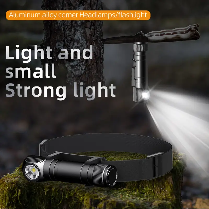 Multi-Functional Right Angle LED Headlamps USB C Rechargeable Handheld Flashlight IP68 Waterproof Repairing Camping Running
