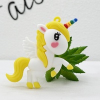 Porte-clés 3D en forme de cheval arc-en-ciel de dessin animé, porte-clés mignon, porte-clés animal licorne
