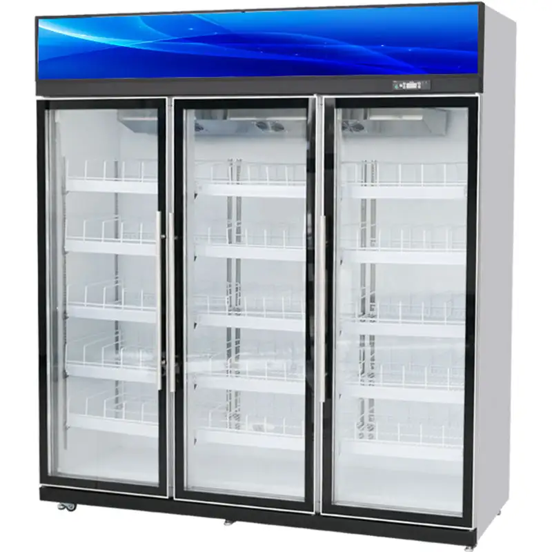 Equipamento de refrigeração comercial de alta qualidade, 1 ~ 3 portas, vitrine de bebidas, refrigerador e freezer para supermercado