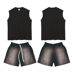 Conjuntos de Hombre con Logotipo Personalizado Resistentes al Estrés, Shorts y Camisetas sin Mangas con Lavado Ácido, Conjuntos Casuales de Dos Piezas con Efecto Desgastado por el Sol para Hombre - Product Image 6