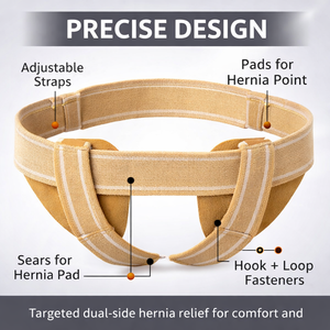 Ceinture de soutien lombaire simple en néoprène pour hommes, attelle de protection sportive pour hernie, avec coussinets de compression amovibles, protège-guêtres et parties inguinales - Product Image 5