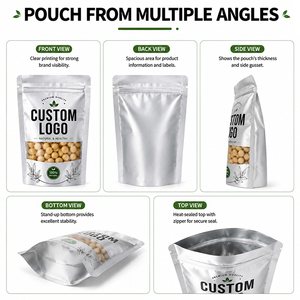 Bolsa con Cierre Hermético Personalizada con Ventana Transparente, Bolsa Reutilizable de Grado Alimenticio para Refrigerios, Nueces y Alimentos Secos - Product Image 3