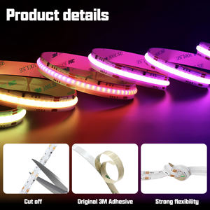 DC12V 24V Multicolor WS2811 <strong>RGB</strong> Magic Digital Cob Strip 12mm Width Smart Individually Addressable Rgbic <strong>Led</strong> Strip <strong>Light</strong> - Product Image 2